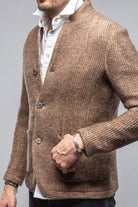 Cardigan Shirt Jacket In Washed Brown - AXEL'S