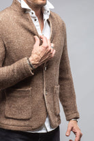 Cardigan Shirt Jacket In Washed Brown - AXEL'S