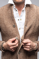 Cardigan Shirt Jacket In Washed Brown - AXEL'S