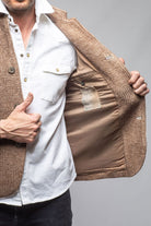 Cardigan Shirt Jacket In Washed Brown - AXEL'S