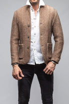 Cardigan Shirt Jacket In Washed Brown - AXEL'S