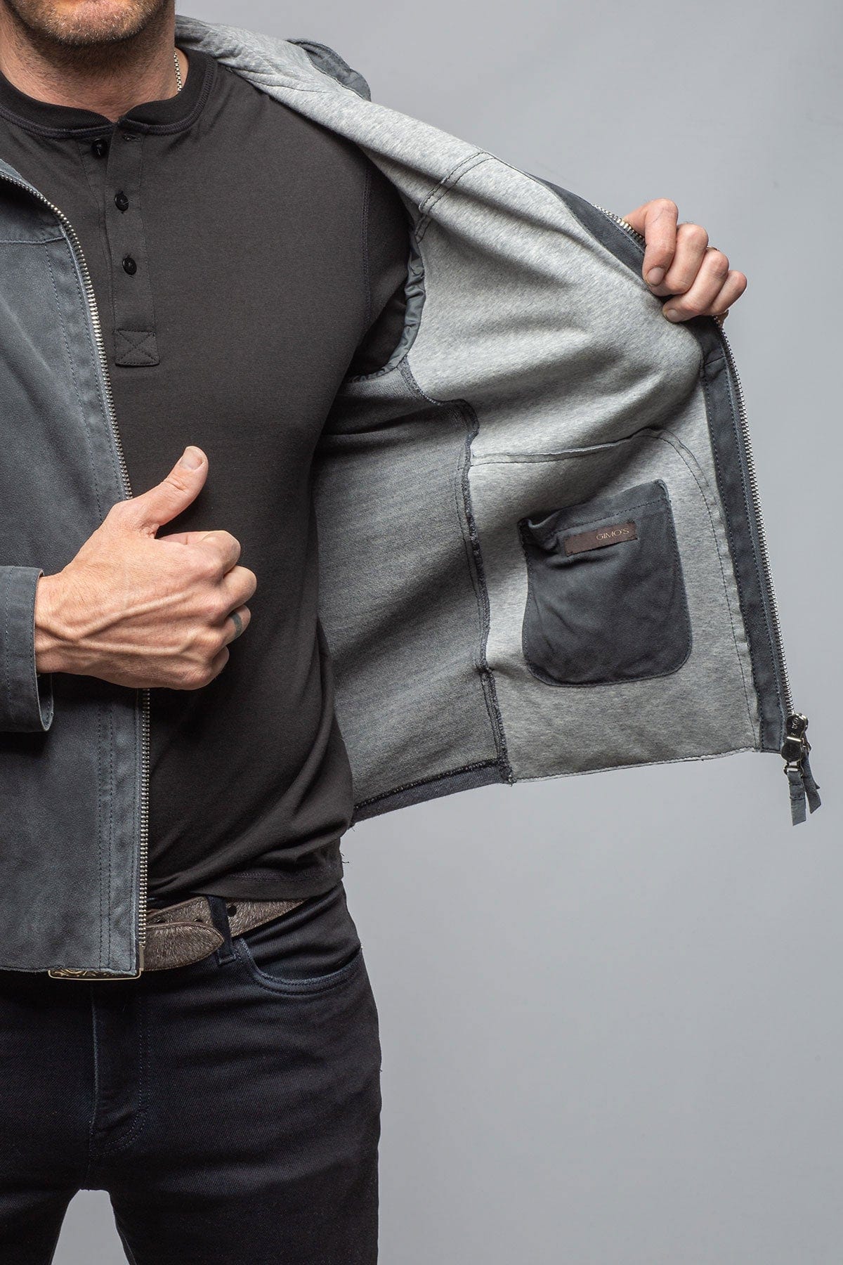 Donnarumma Suede Jacket In Granite - AXEL'S