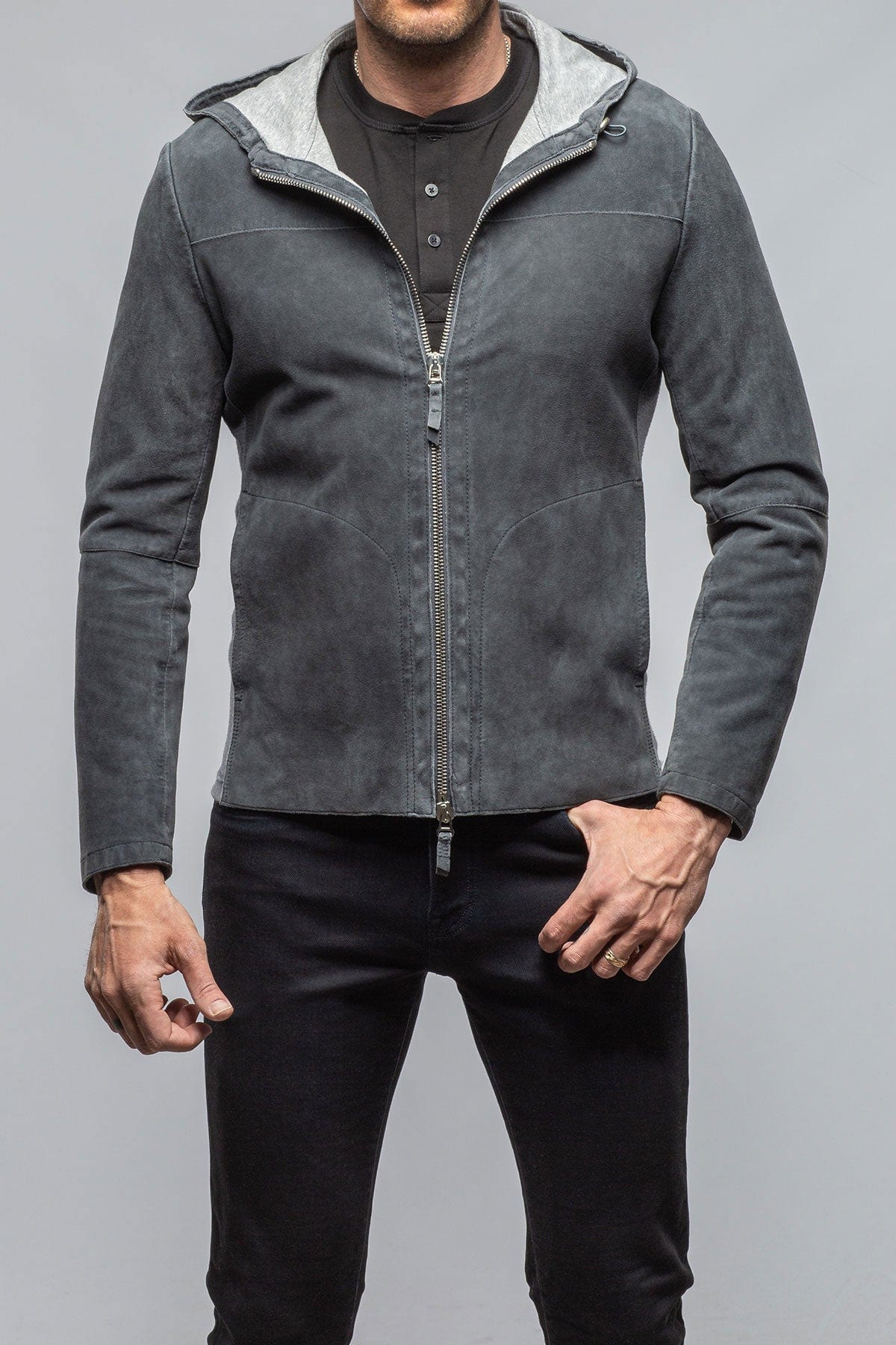 Donnarumma Suede Jacket In Granite - AXEL'S