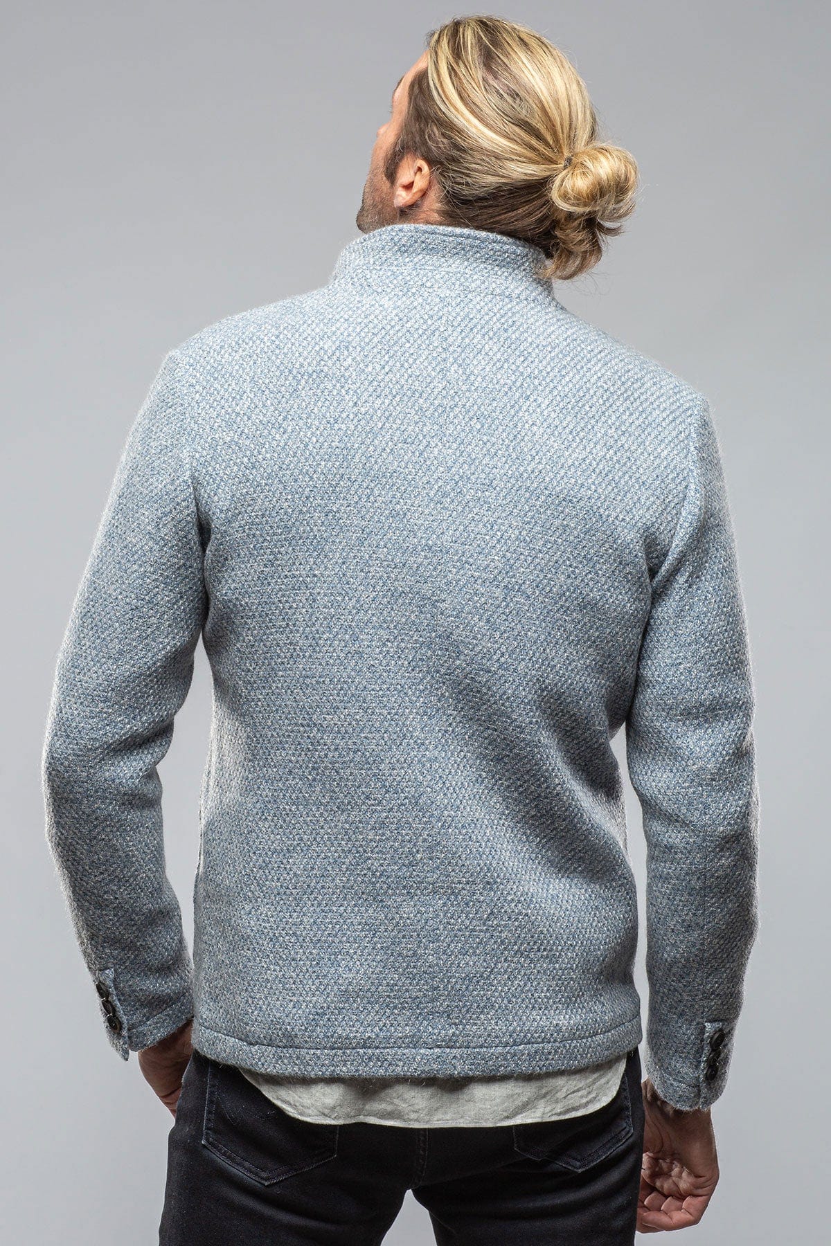 Halifax Knit Coat In Light Blue - AXEL'S