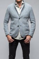 Halifax Knit Coat In Light Blue - AXEL'S