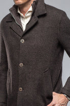 Juneau 3/4 Knit Coat In Charcoal Brown - AXEL'S