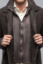 Juneau 3/4 Knit Coat In Charcoal Brown - AXEL'S