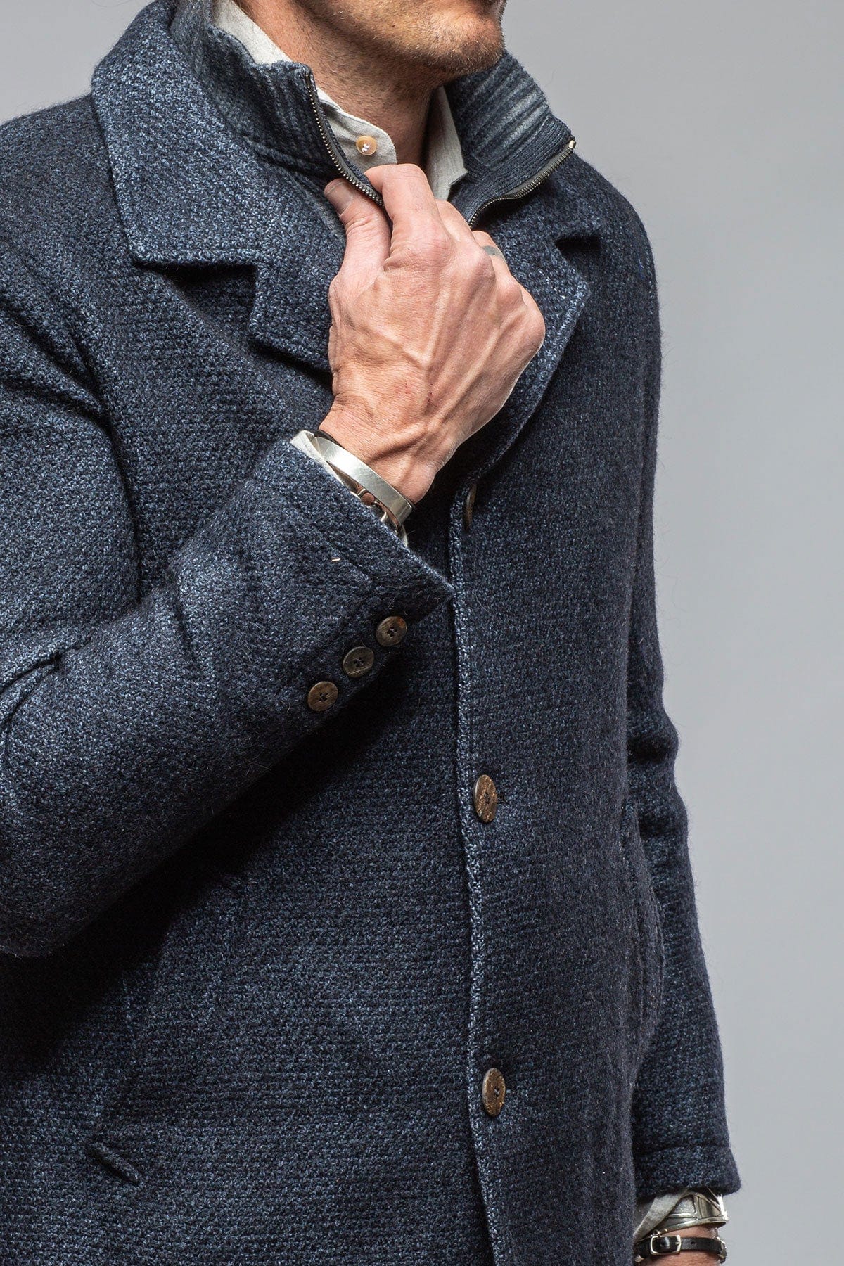 Juneau 3/4 Knit Coat In Navy - AXEL'S