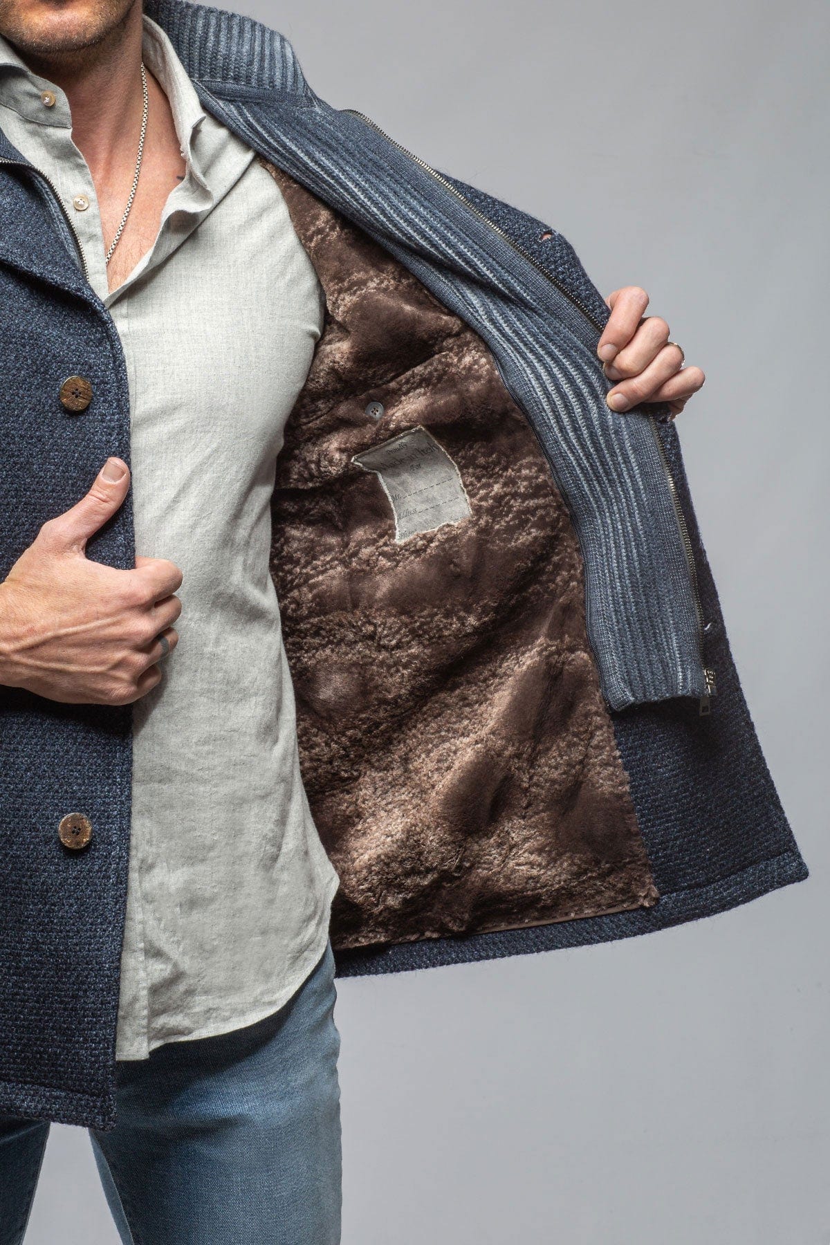 Juneau 3/4 Knit Coat In Navy - AXEL'S