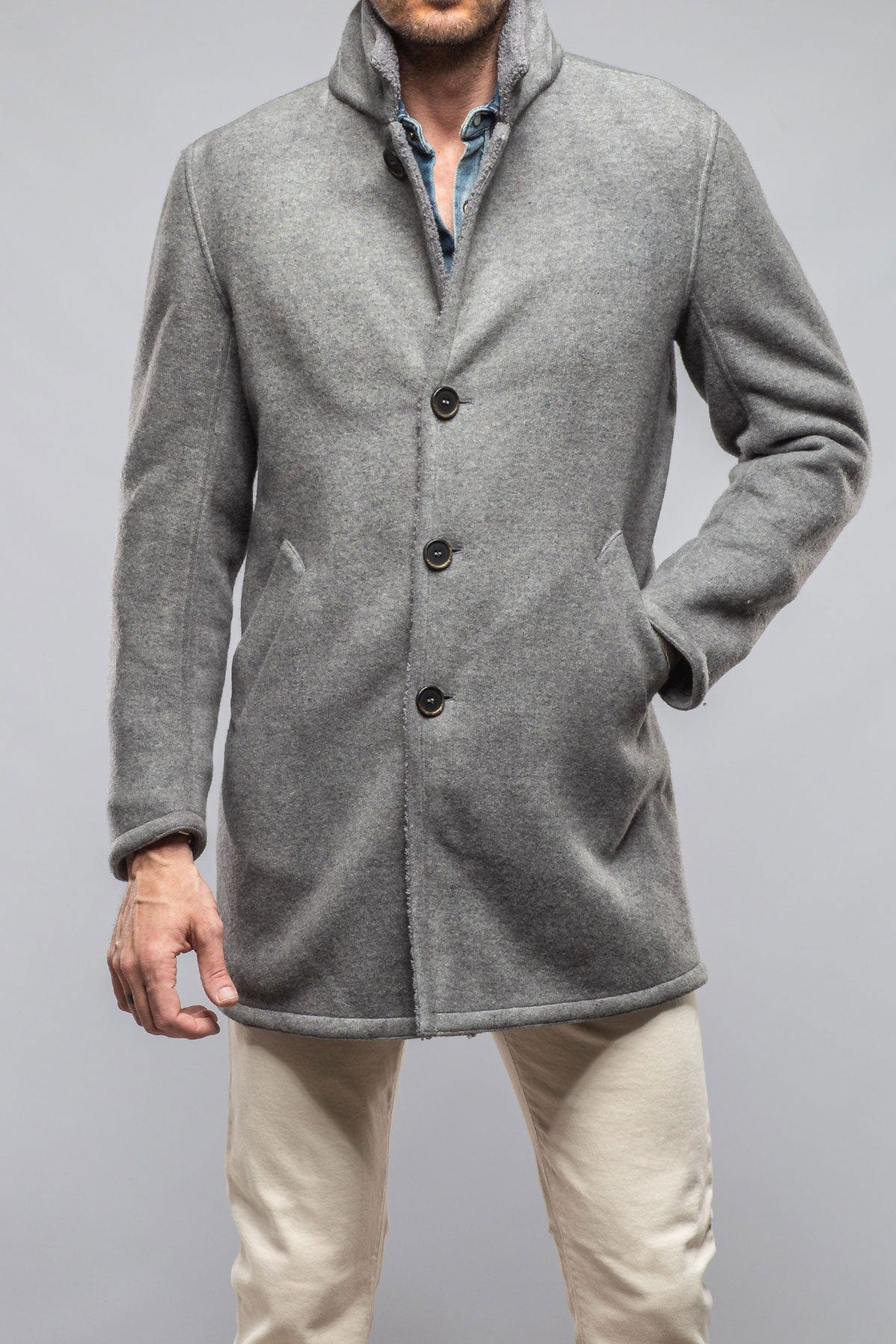 Kane Long Wool Coat In Grey - AXEL'S