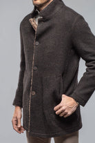 Lazard Long Knit Coat In Charcoal Brown - AXEL'S