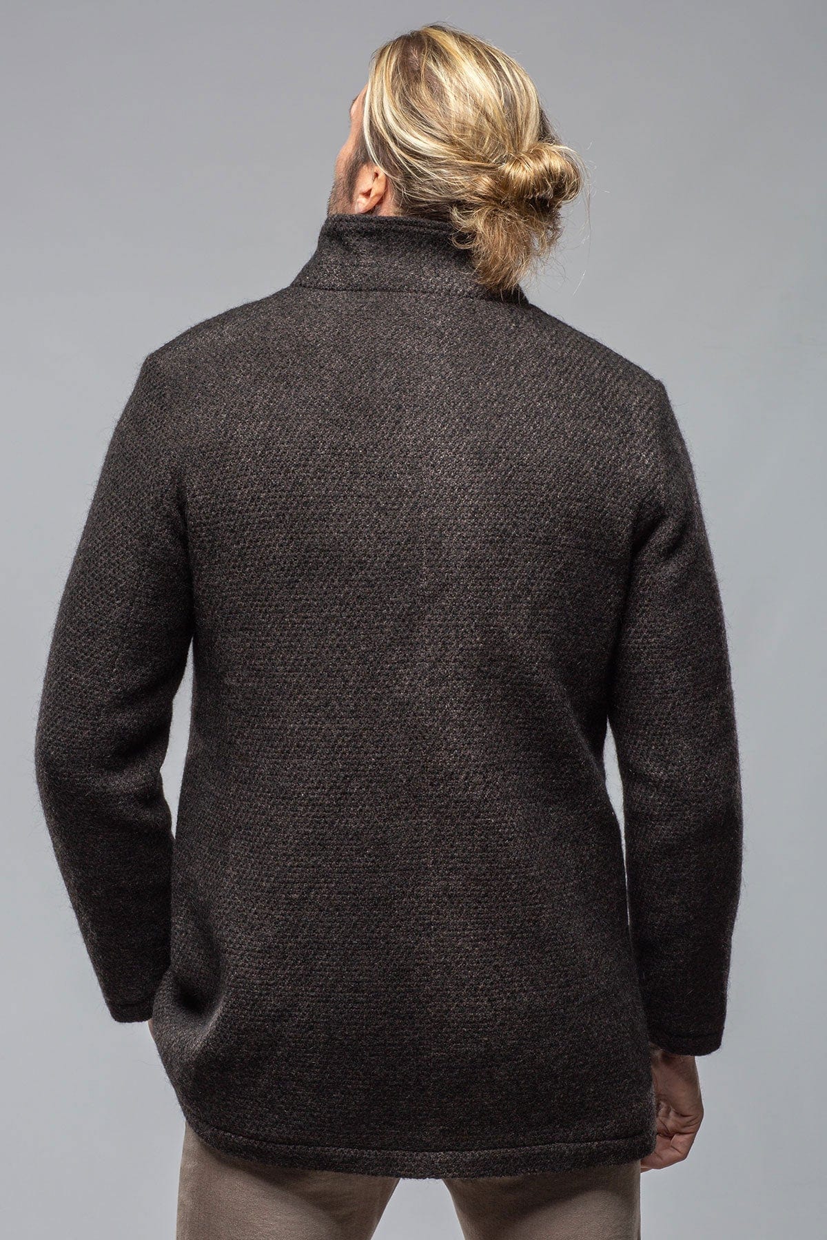 Lazard Long Knit Coat In Charcoal Brown - AXEL'S