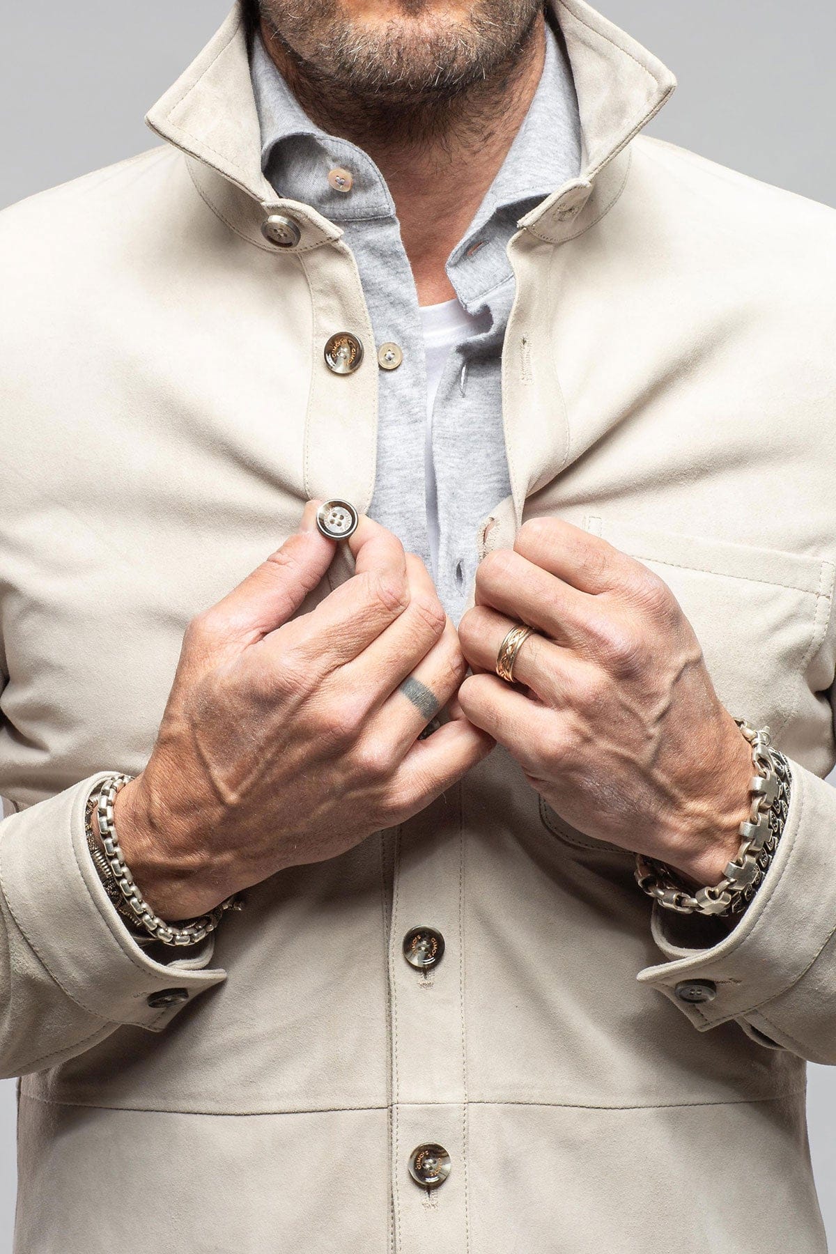 Gimo's Midway Suede Overshirt In Ice Mens - Outerwear - Leather