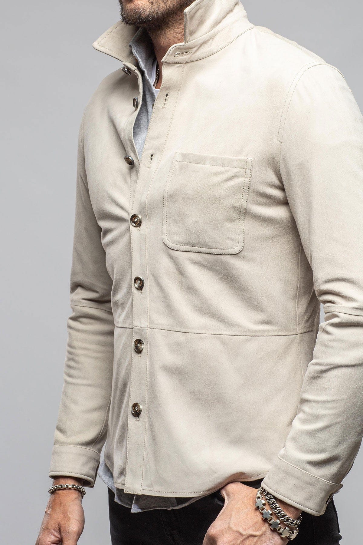 Gimo's Midway Suede Overshirt In Ice Mens - Outerwear - Leather