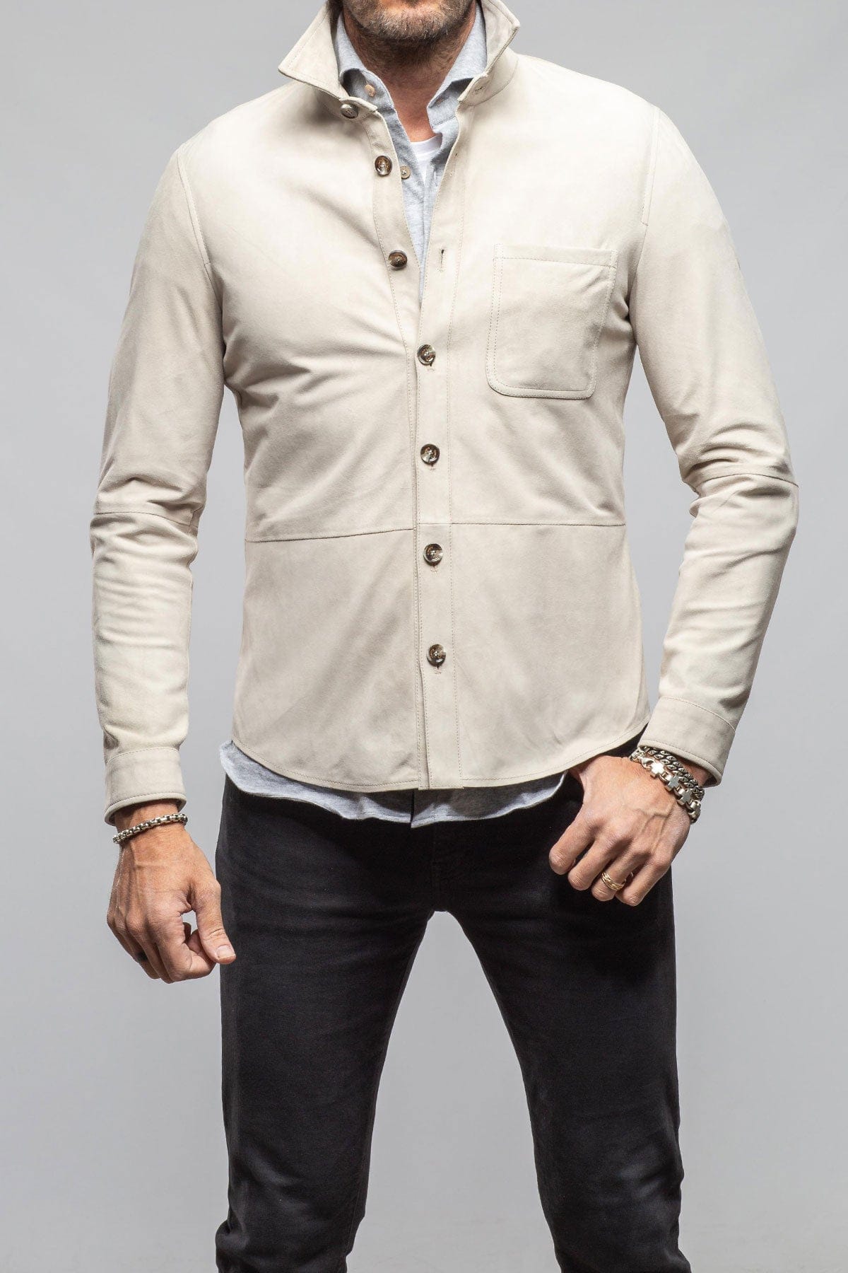 Gimo's Midway Suede Overshirt In Ice Mens - Outerwear - Leather