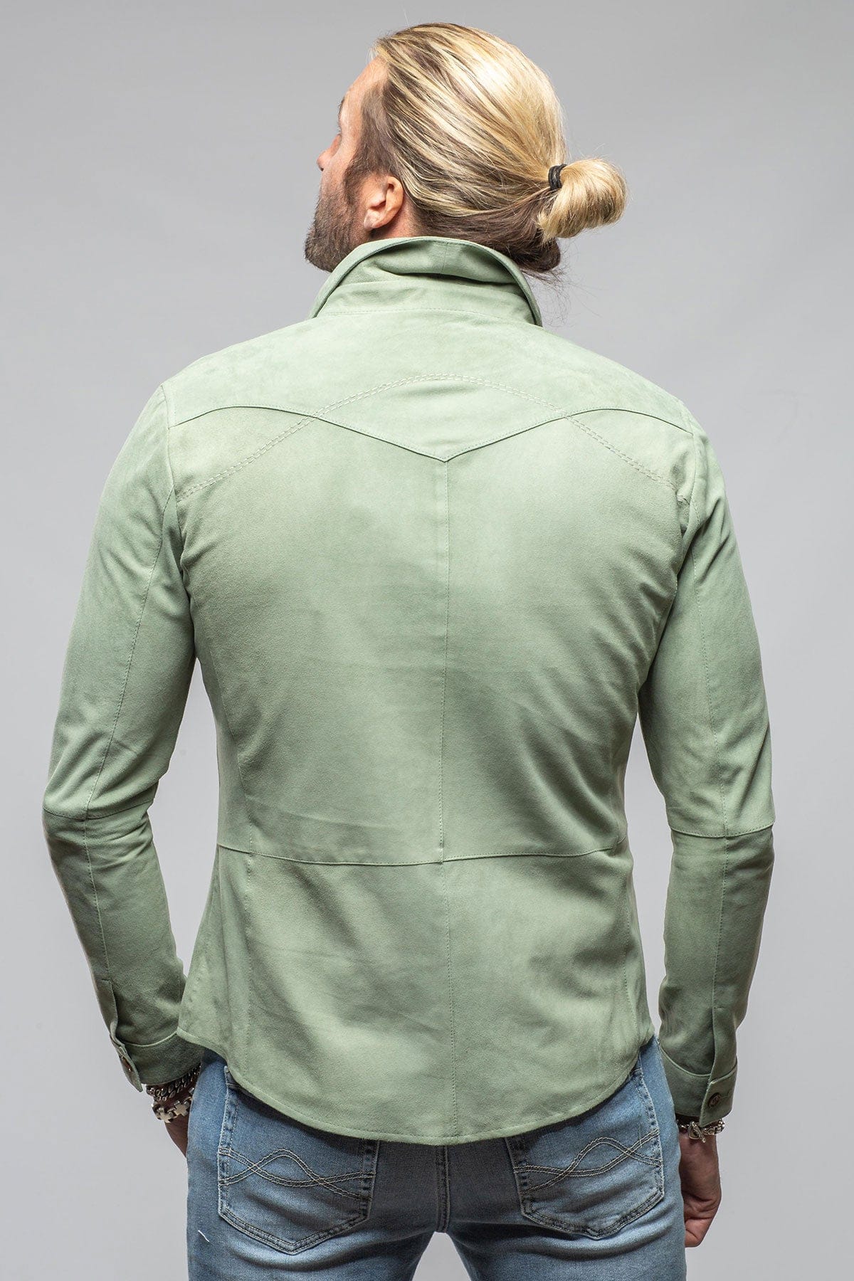 Gimo's Red River Suede Western Shirt In Green Mens - Outerwear - Leather