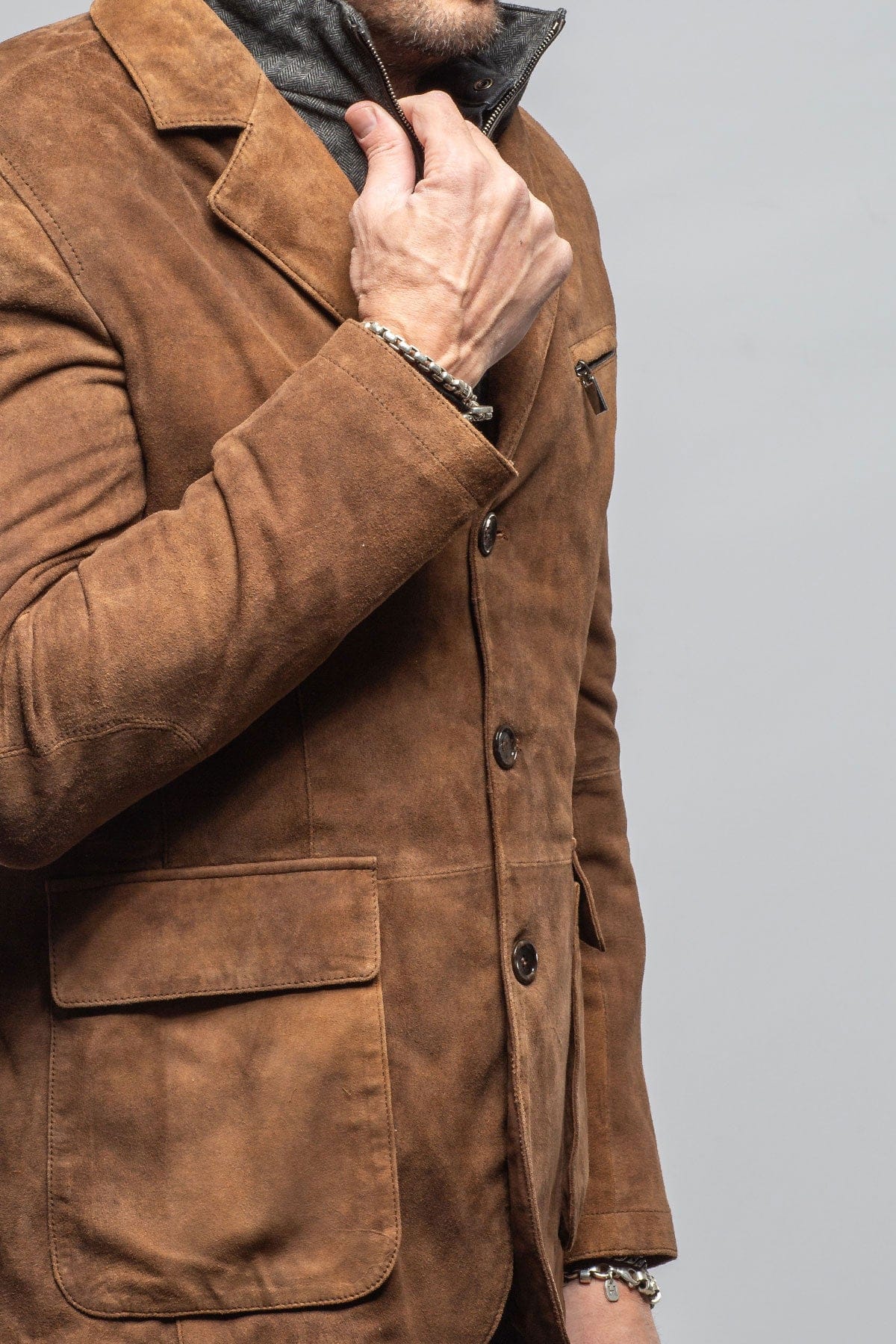 Gimo's Tiguan Suede Jacket In Vintage Cognac Mens - Outerwear - Leather