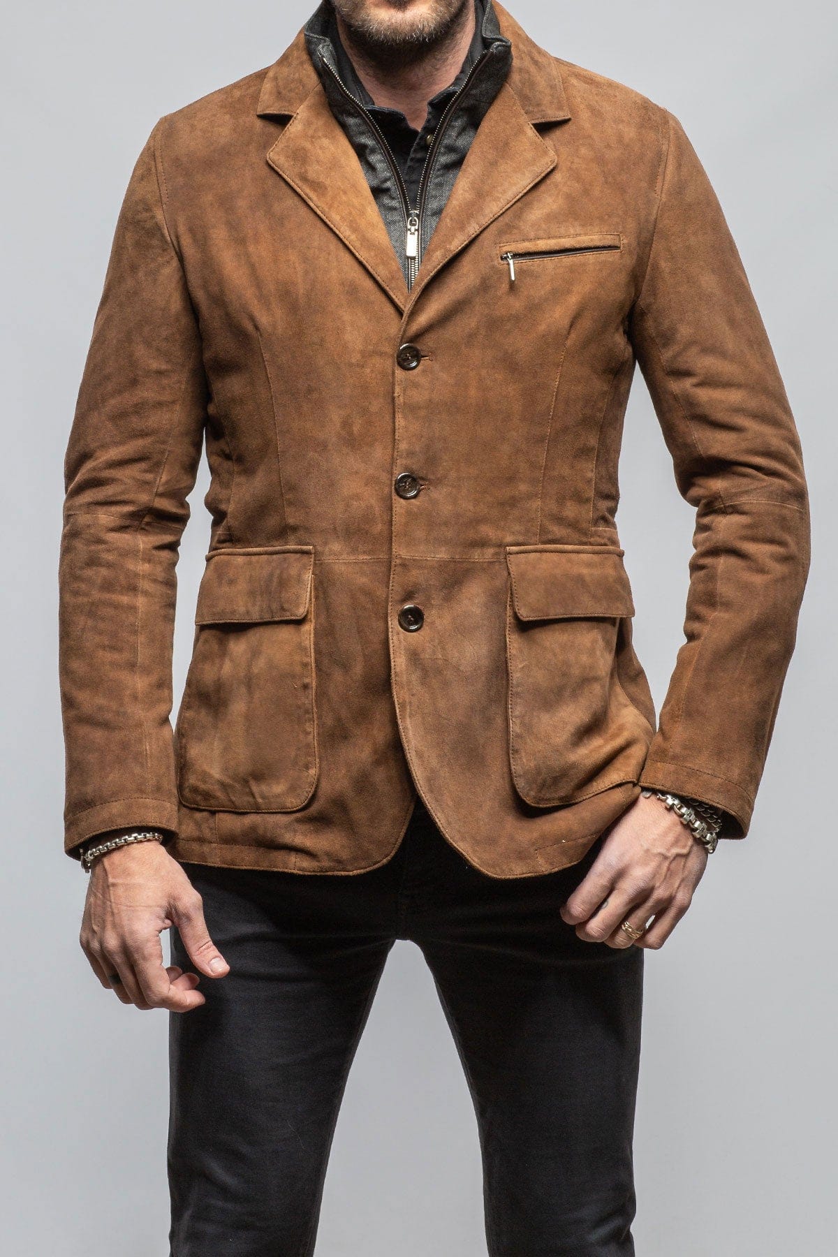 Gimo's Tiguan Suede Jacket In Vintage Cognac Mens - Outerwear - Leather