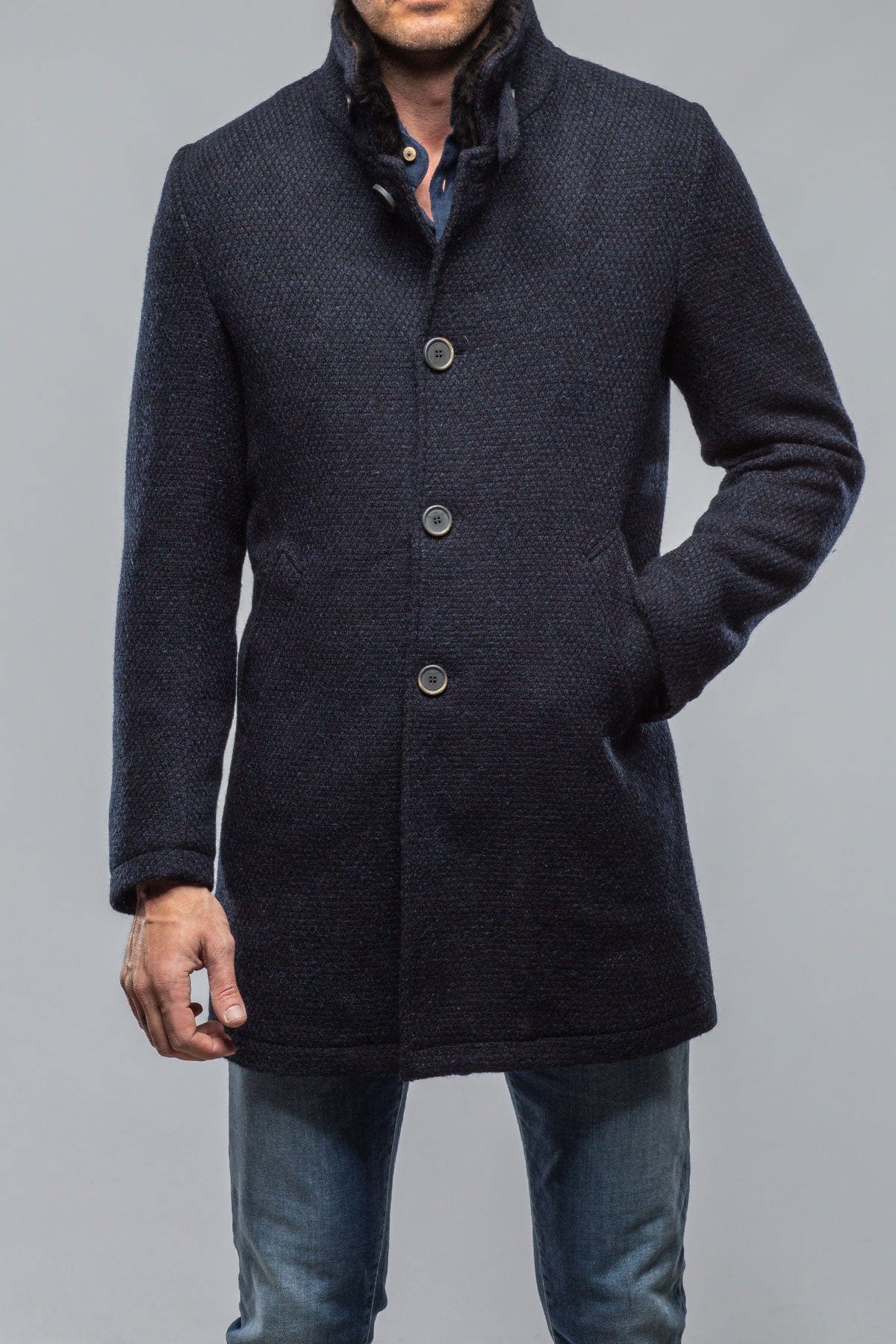 Vancouver Knit Coat In Navy - AXEL'S