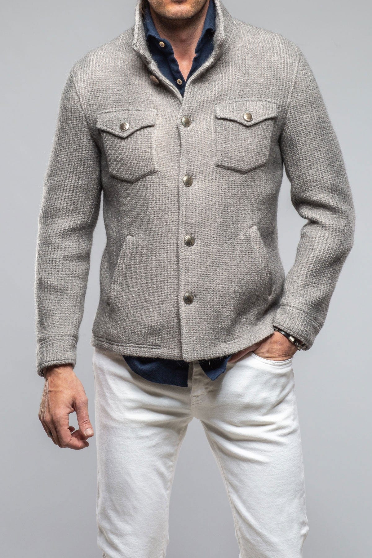 Wrangell Knit Jacket In Light Stone - AXEL'S
