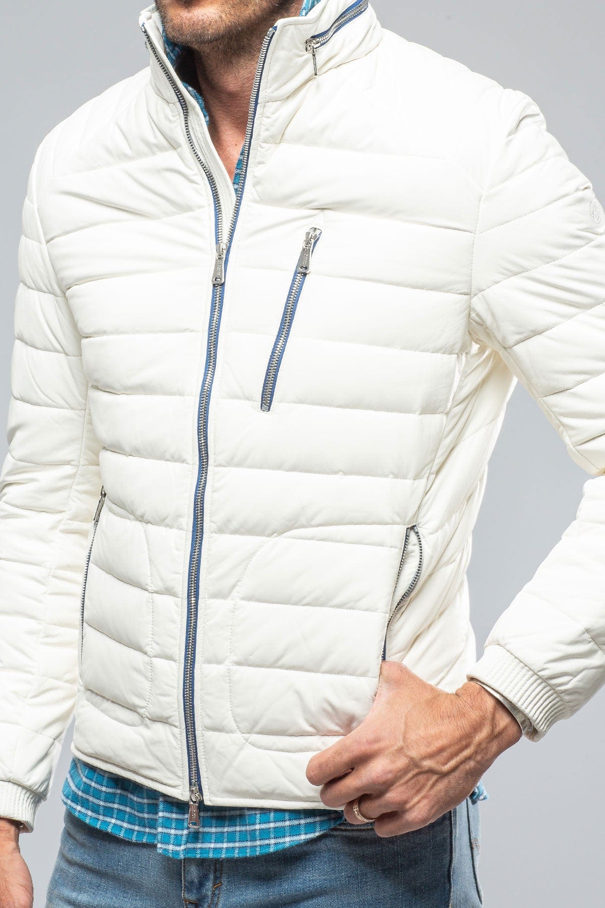 F1 Racer Down Jacket In White - AXEL'S