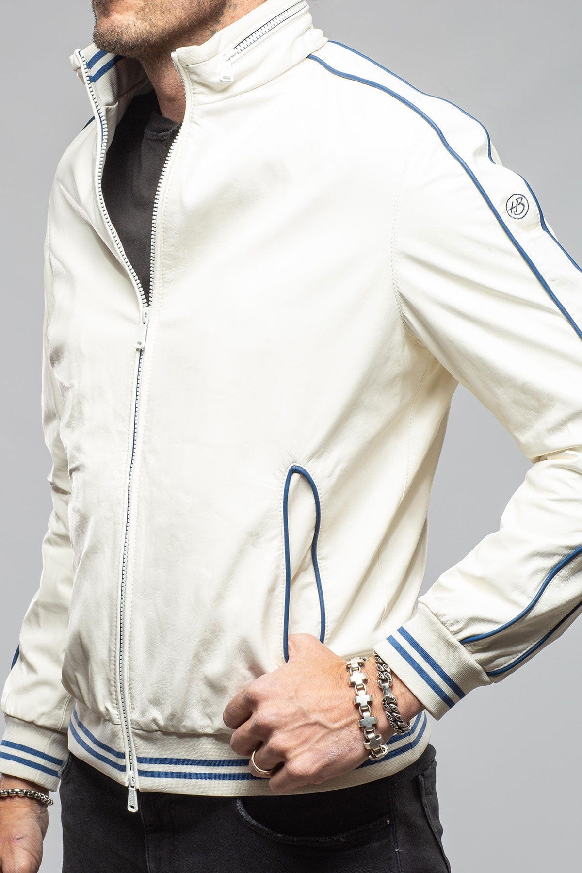 LS Race Jacket In White - AXEL'S