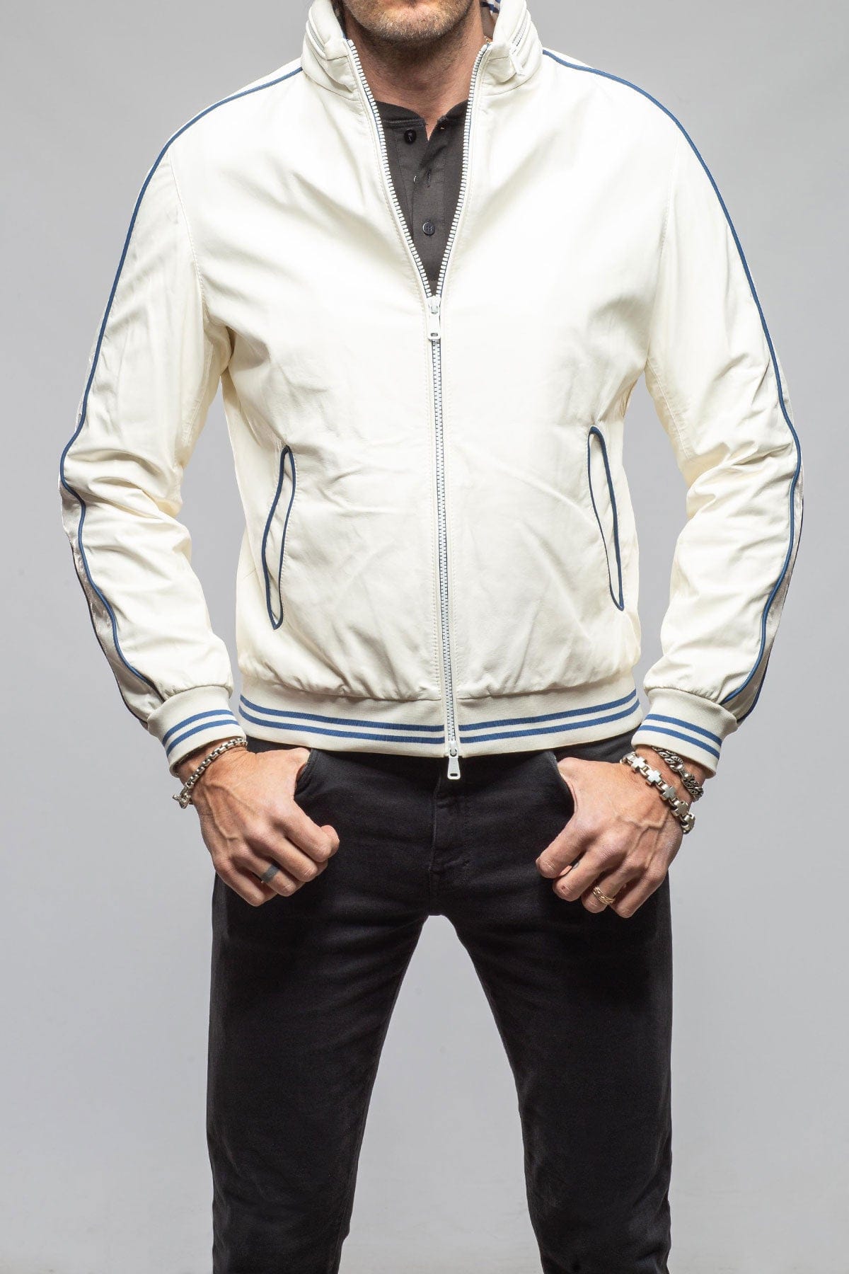 LS Race Jacket In White - AXEL'S