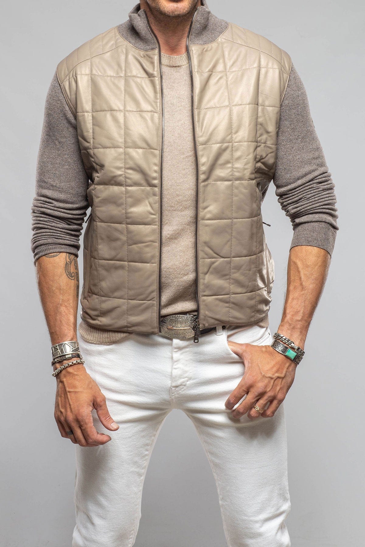 Luge Racer Sweater Jacket In Gold Sand - AXEL'S