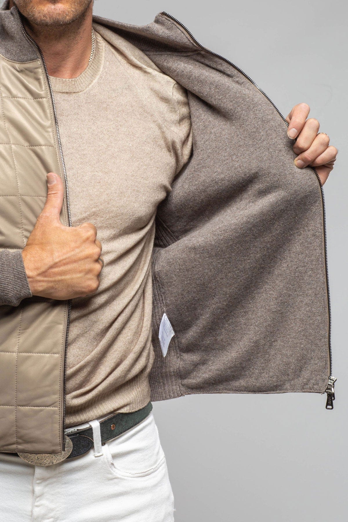 Luge Racer Sweater Jacket In Gold Sand - AXEL'S