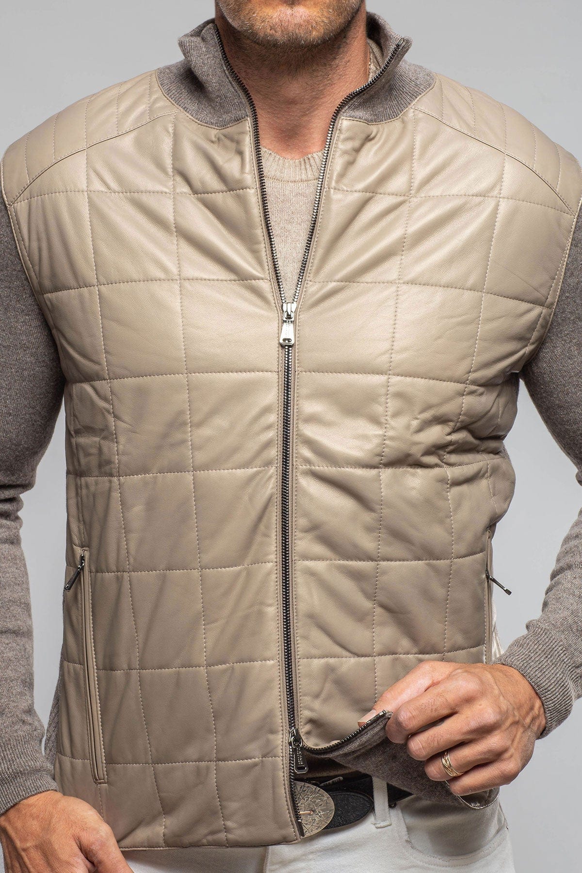 Luge Racer Sweater Jacket In Gold Sand - AXEL'S