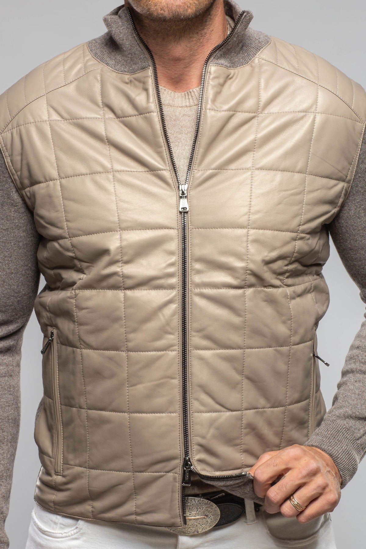 Luge Racer Sweater Jacket In Gold Sand - AXEL'S