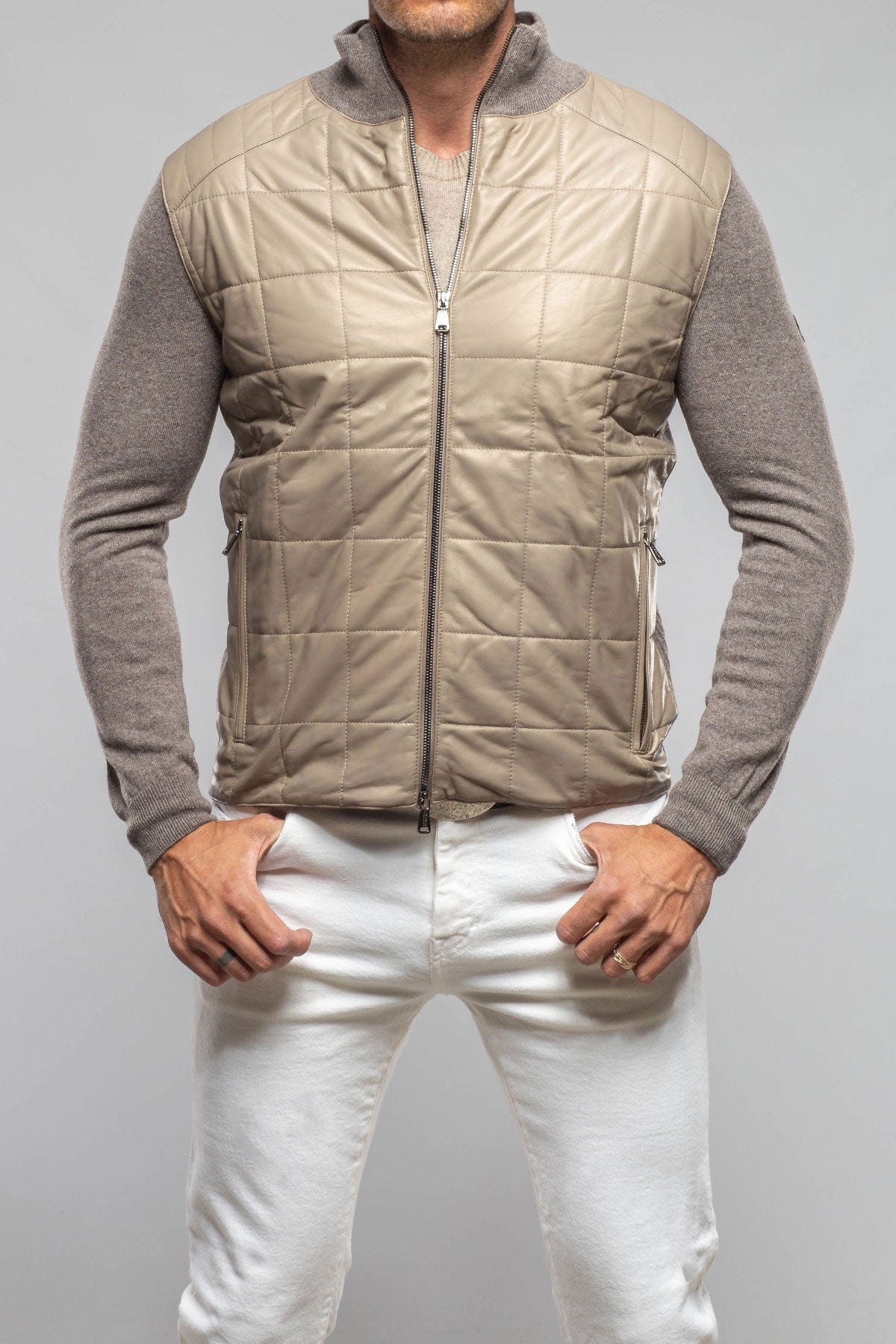 Luge Racer Sweater Jacket In Gold Sand - AXEL'S