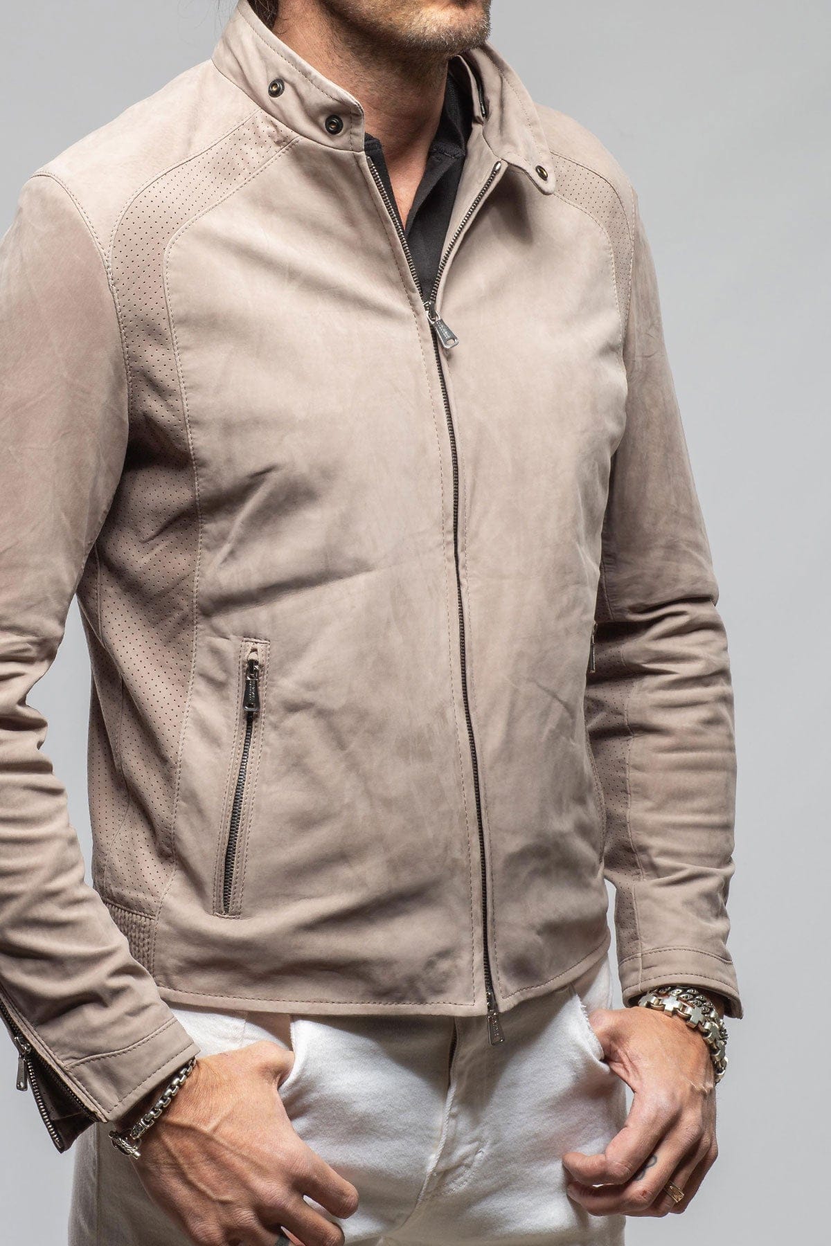 San Remo Race Jacket In Grey Sand - AXEL'S