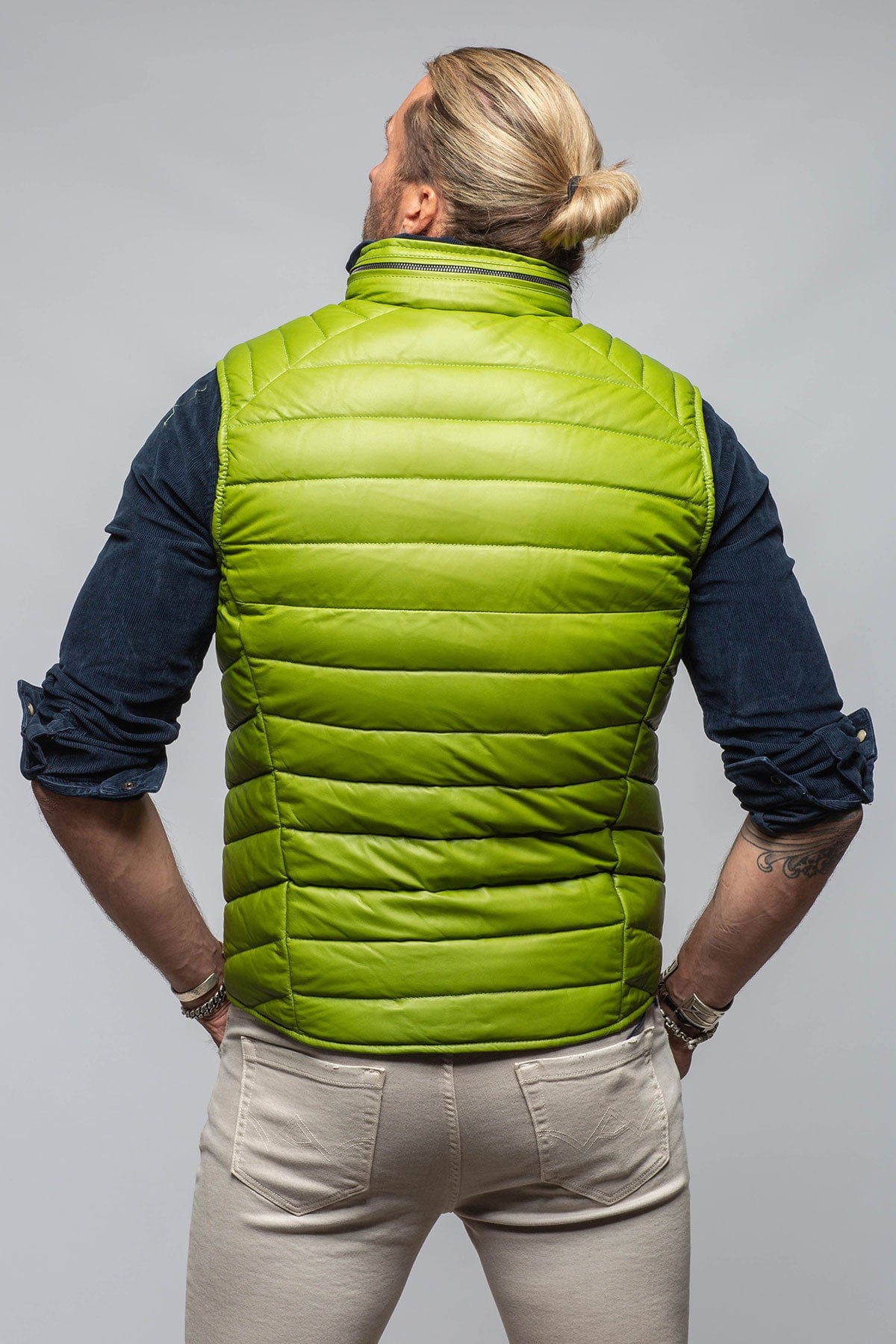 Saxan Leather Vest In Green - AXEL'S