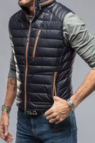 Saxan Leather Vest In Navy - AXEL'S