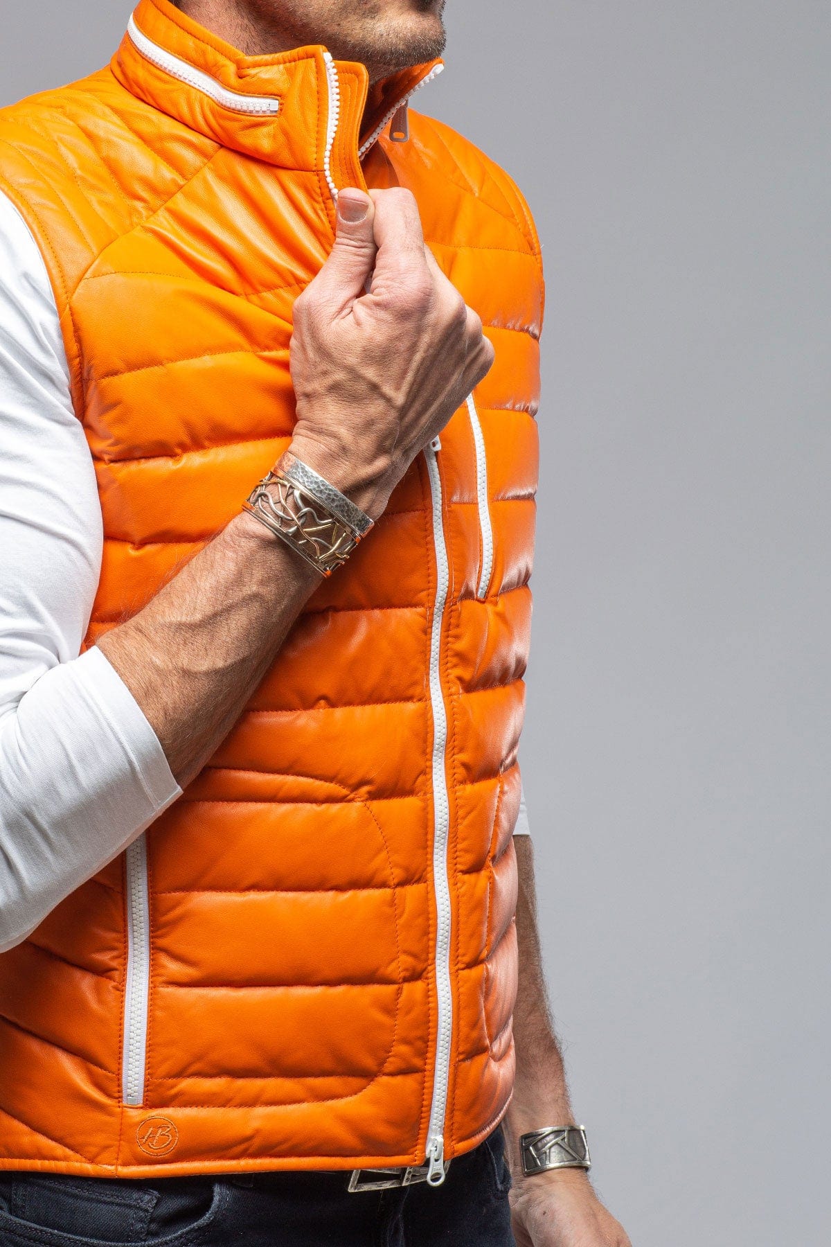 Saxan Leather Vest In Orange - AXEL'S
