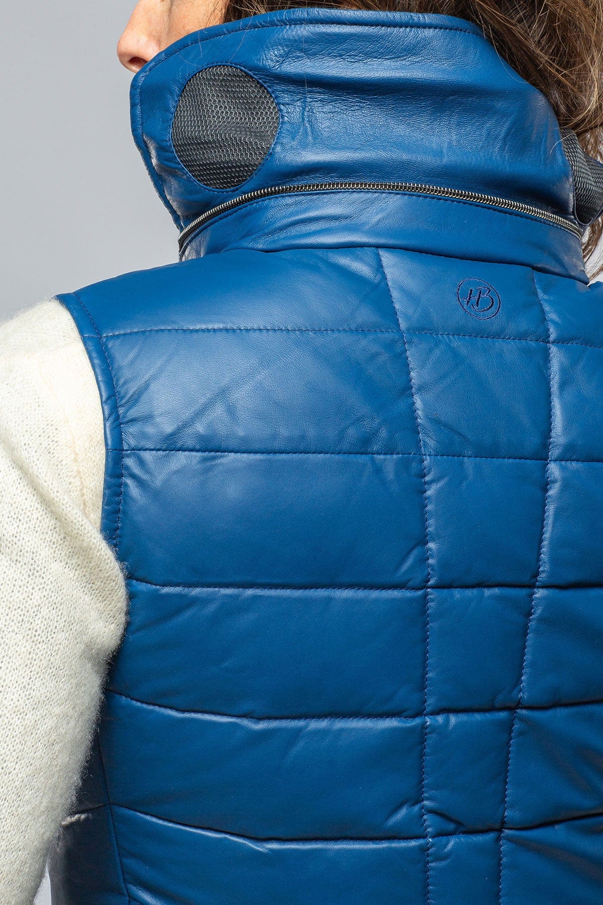 Tignes Quilted Leather Vest in True Blue - AXEL'S