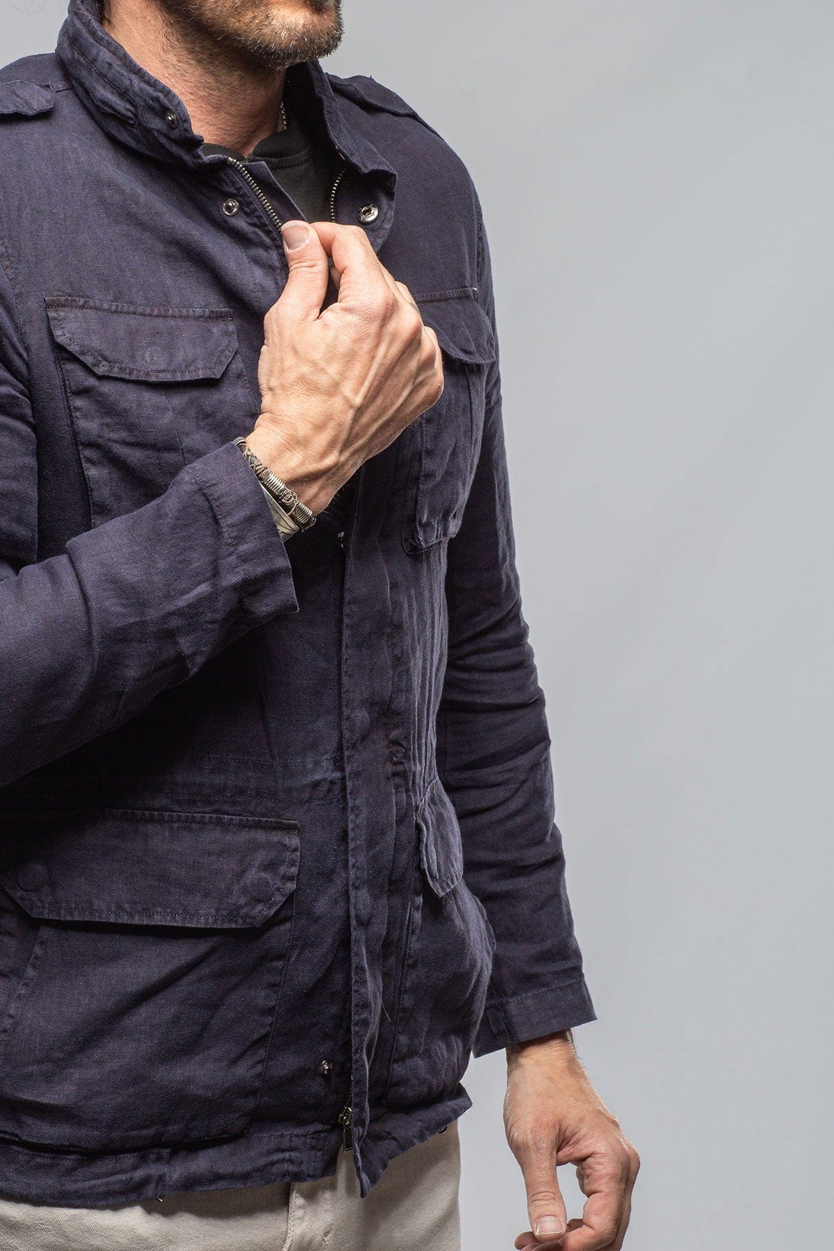 Savu Linen Jacket In Dark Navy - AXEL'S