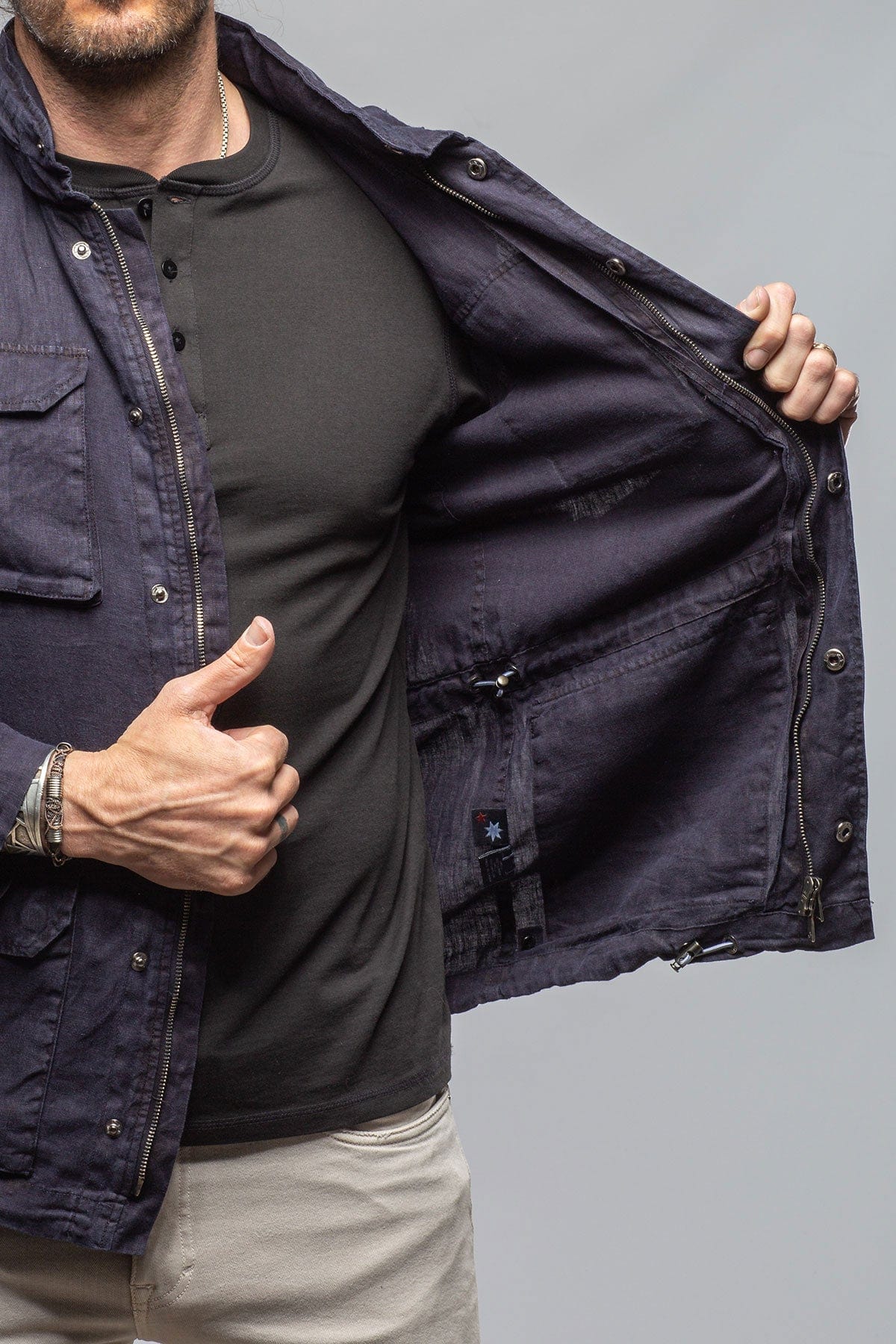 Savu Linen Jacket In Dark Navy - AXEL'S