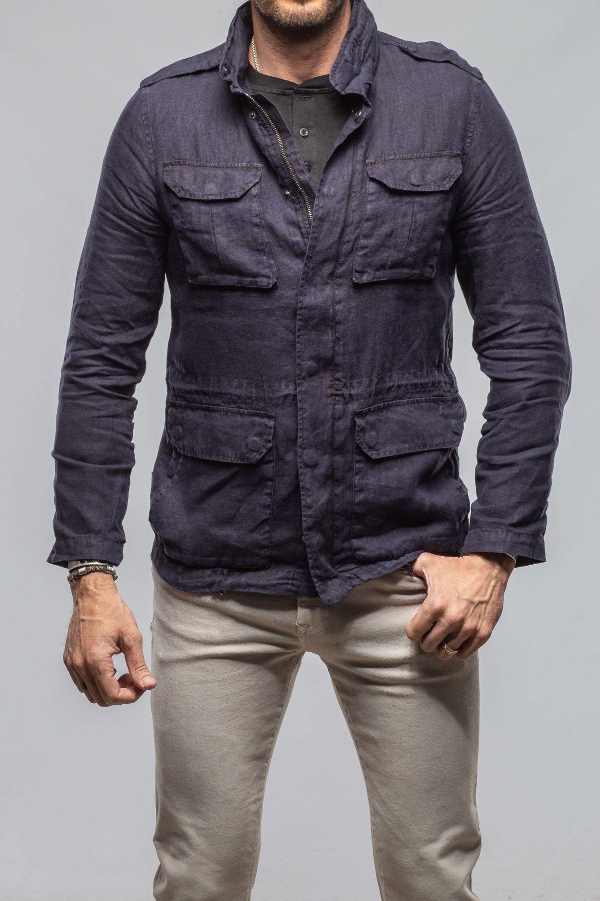 Savu Linen Jacket In Dark Navy - AXEL'S