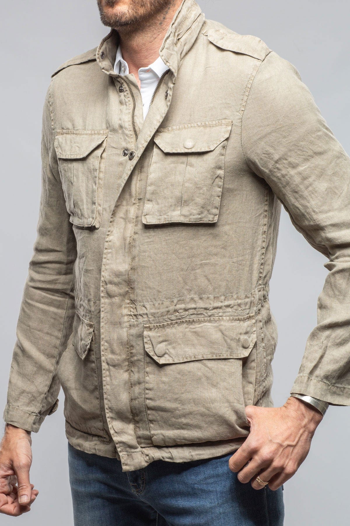 Savu Linen Jacket In Greige - AXEL'S