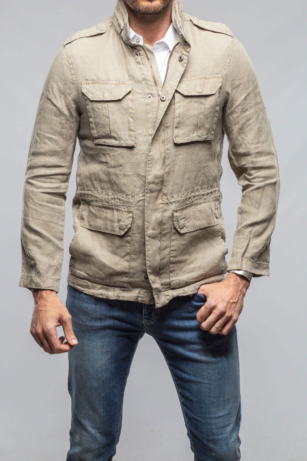 Savu Linen Jacket In Greige - AXEL'S