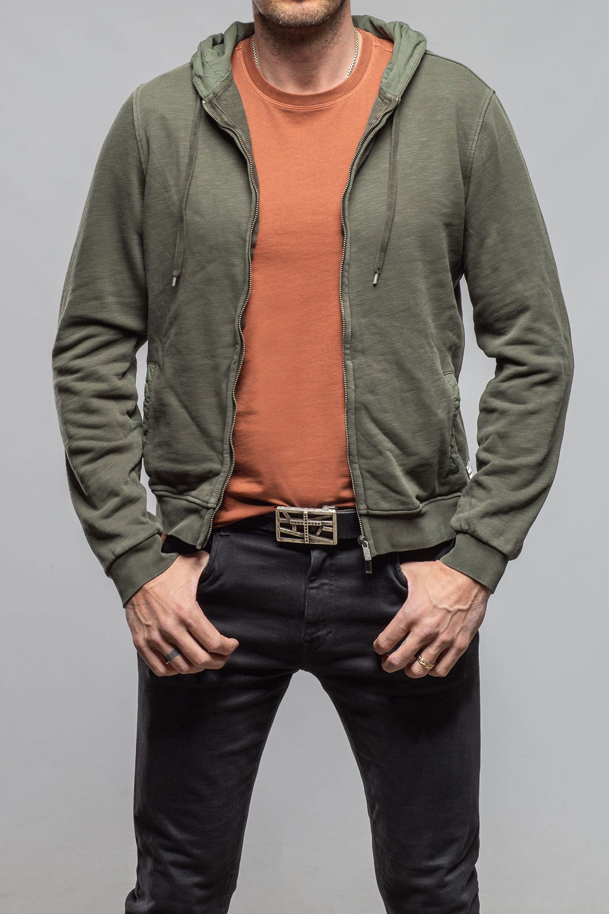 Sibut Zip Hoddie In Olivine - AXEL'S