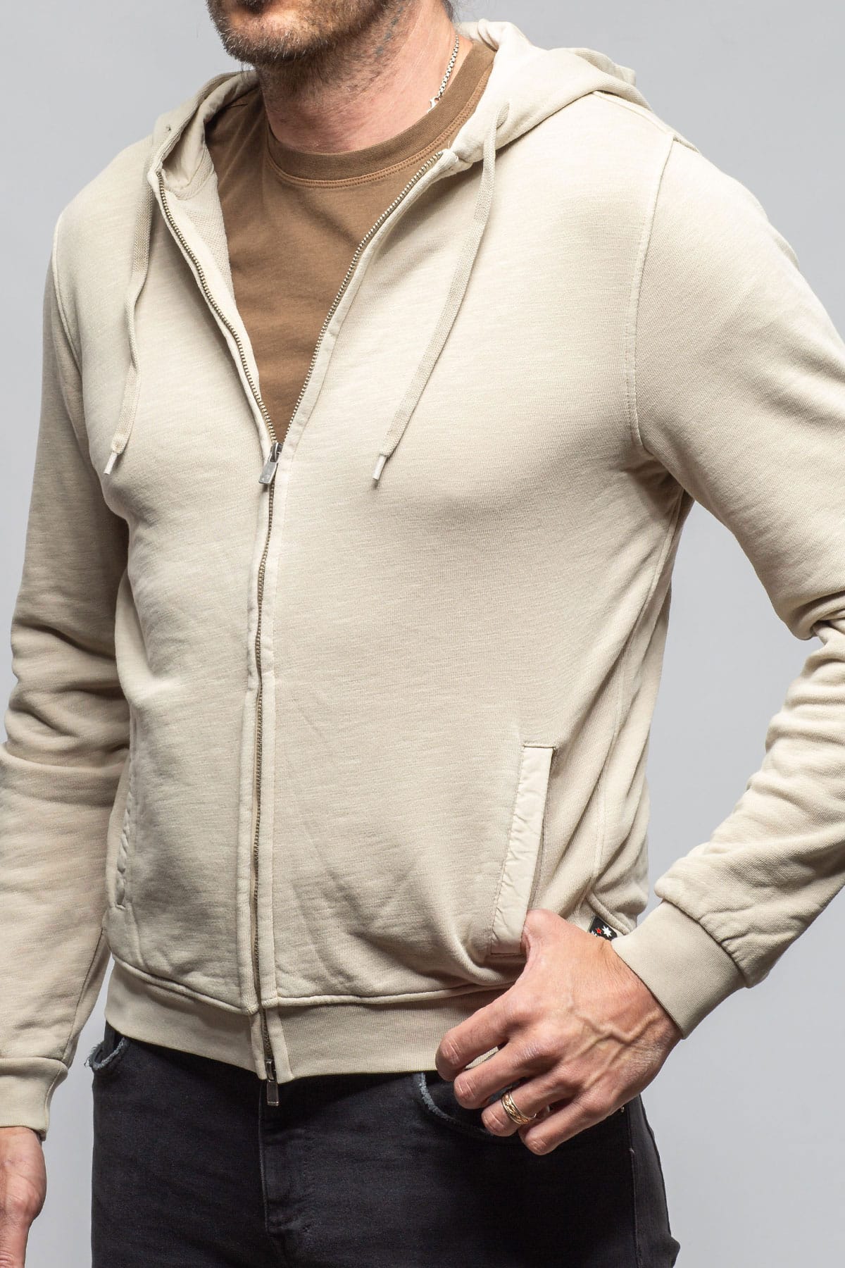 Sibut Zip Hoodie In Khaki - AXEL'S