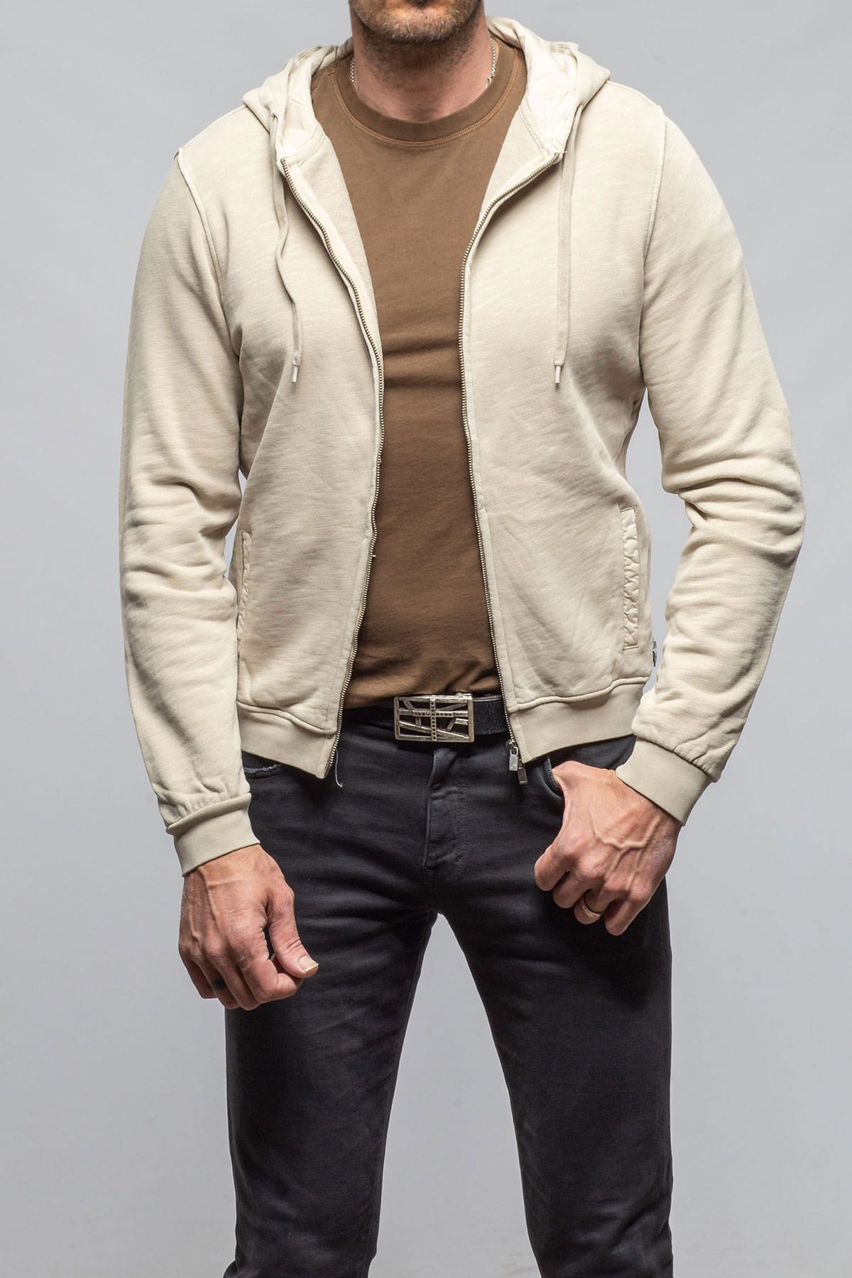 Sibut Zip Hoodie In Khaki - AXEL'S