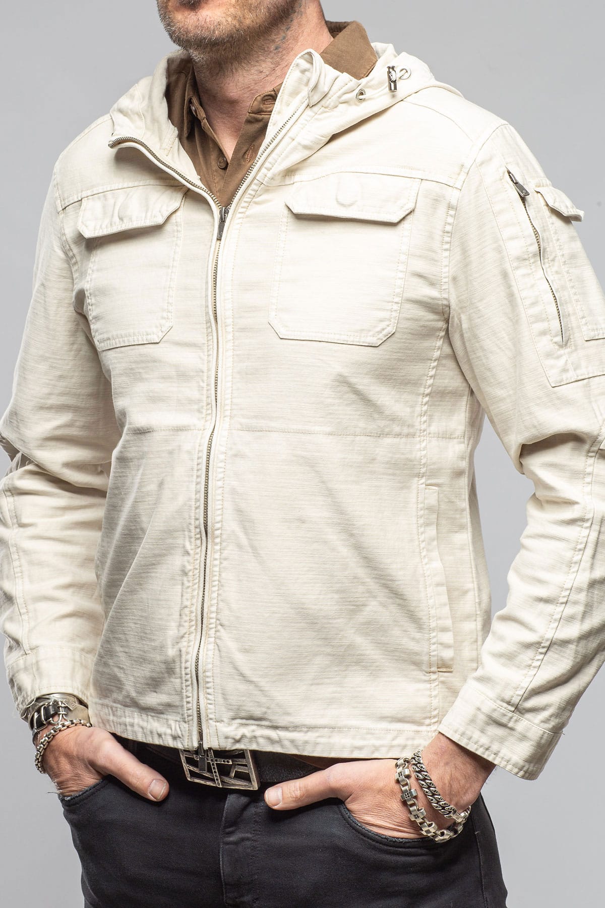 Taiwan Cargo Jacket In Khaki - AXEL'S