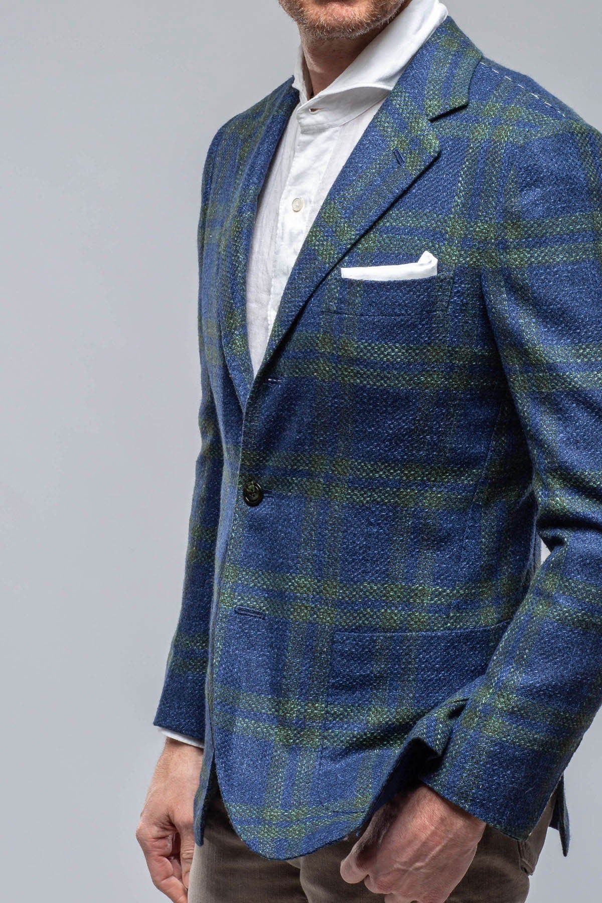 Elko Cashmere Sport Coat in Blue and Green - AXEL'S