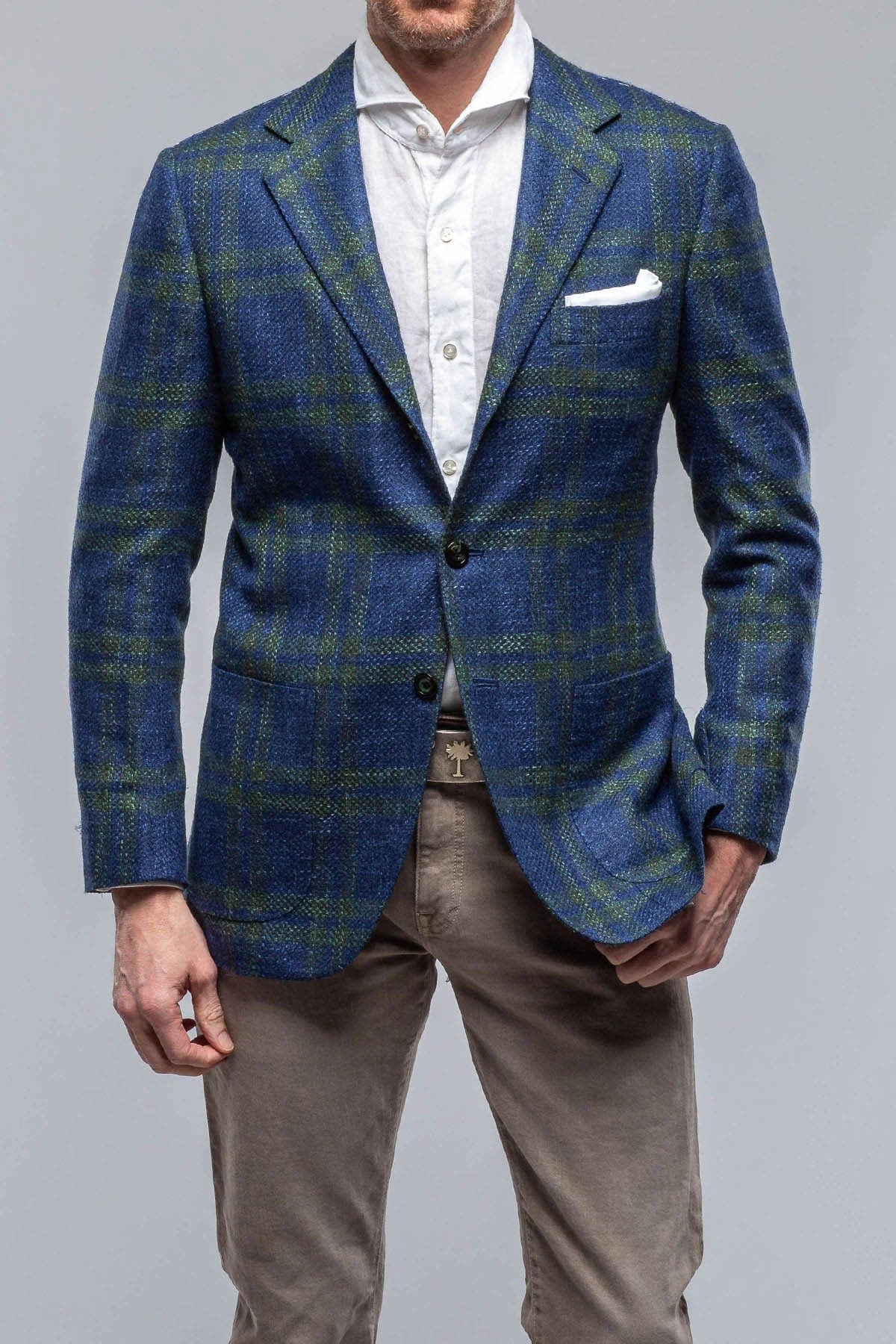 Elko Cashmere Sport Coat in Blue and Green - AXEL'S