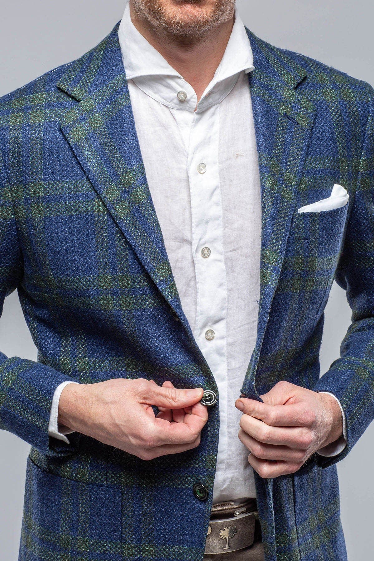 Elko Cashmere Sport Coat in Blue and Green - AXEL'S
