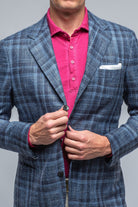 Le Barroux Blue and Navy Dark Check Jacket - AXEL'S